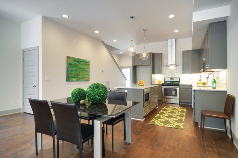 Kitchen with white cabinets